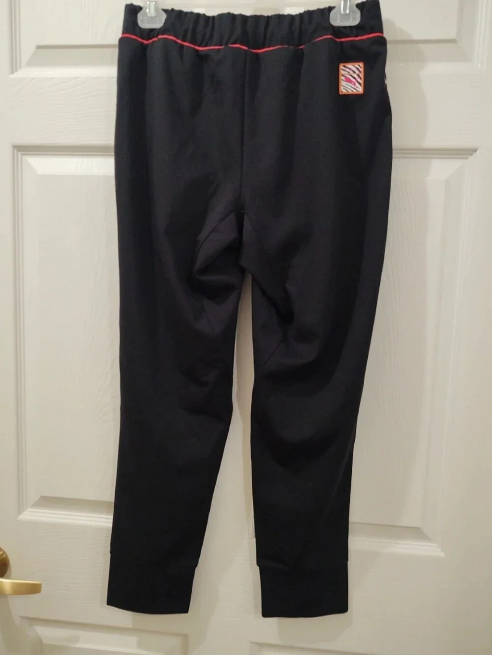 Sophia Webster Black PUMA Sweatshirt/Pant with Leopard Accent and Pink Piping - Picture 7 of 13